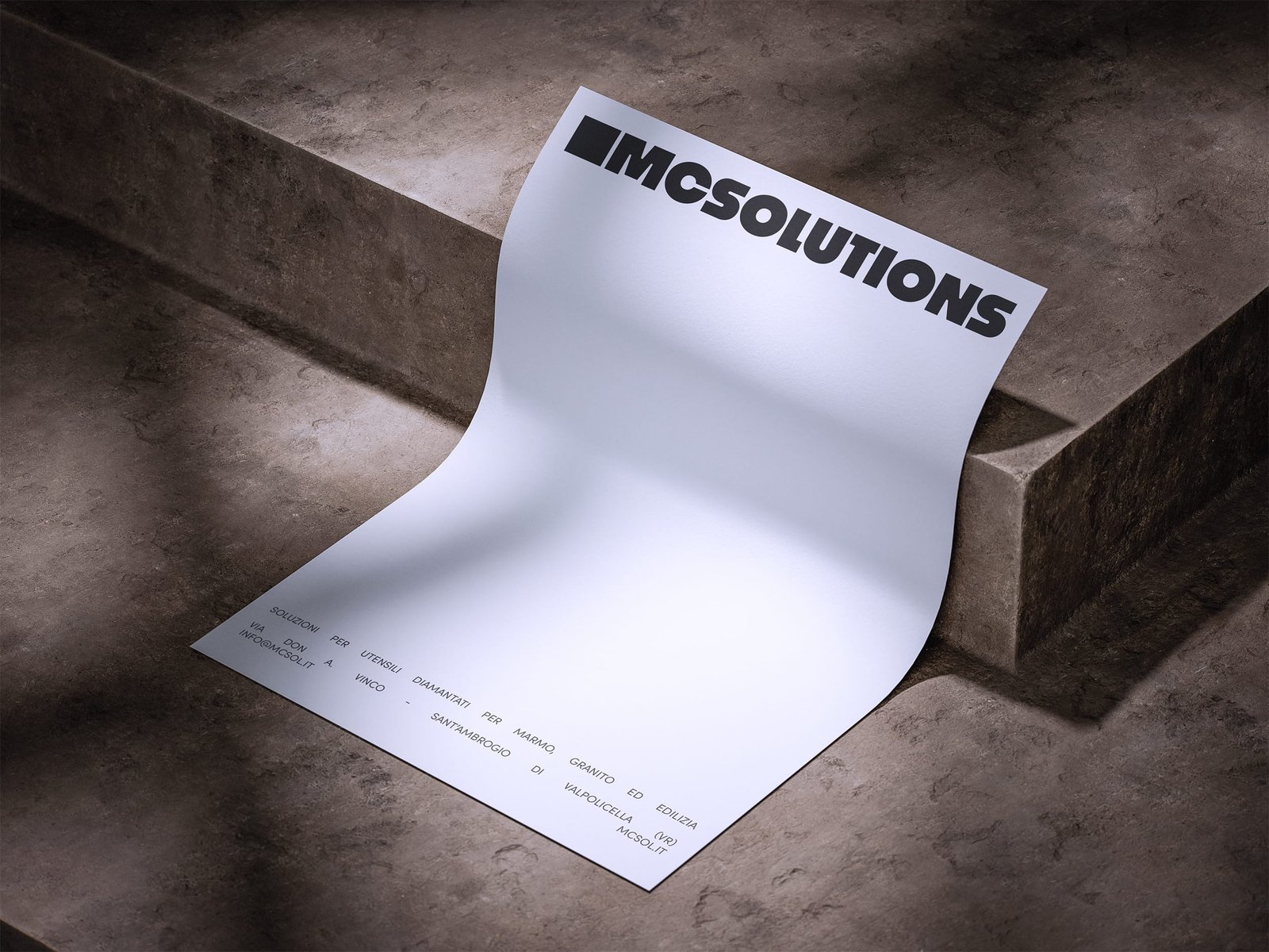 Poster pubblicitario MC Solutions per taglio cemento - design grafico industriale